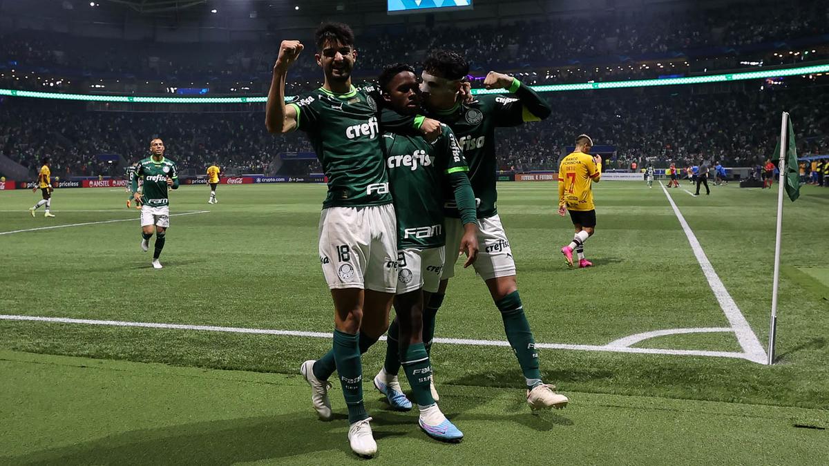 Comemoração do quarto gol do Palmeiras (Cesar Greco/Palmeiras)