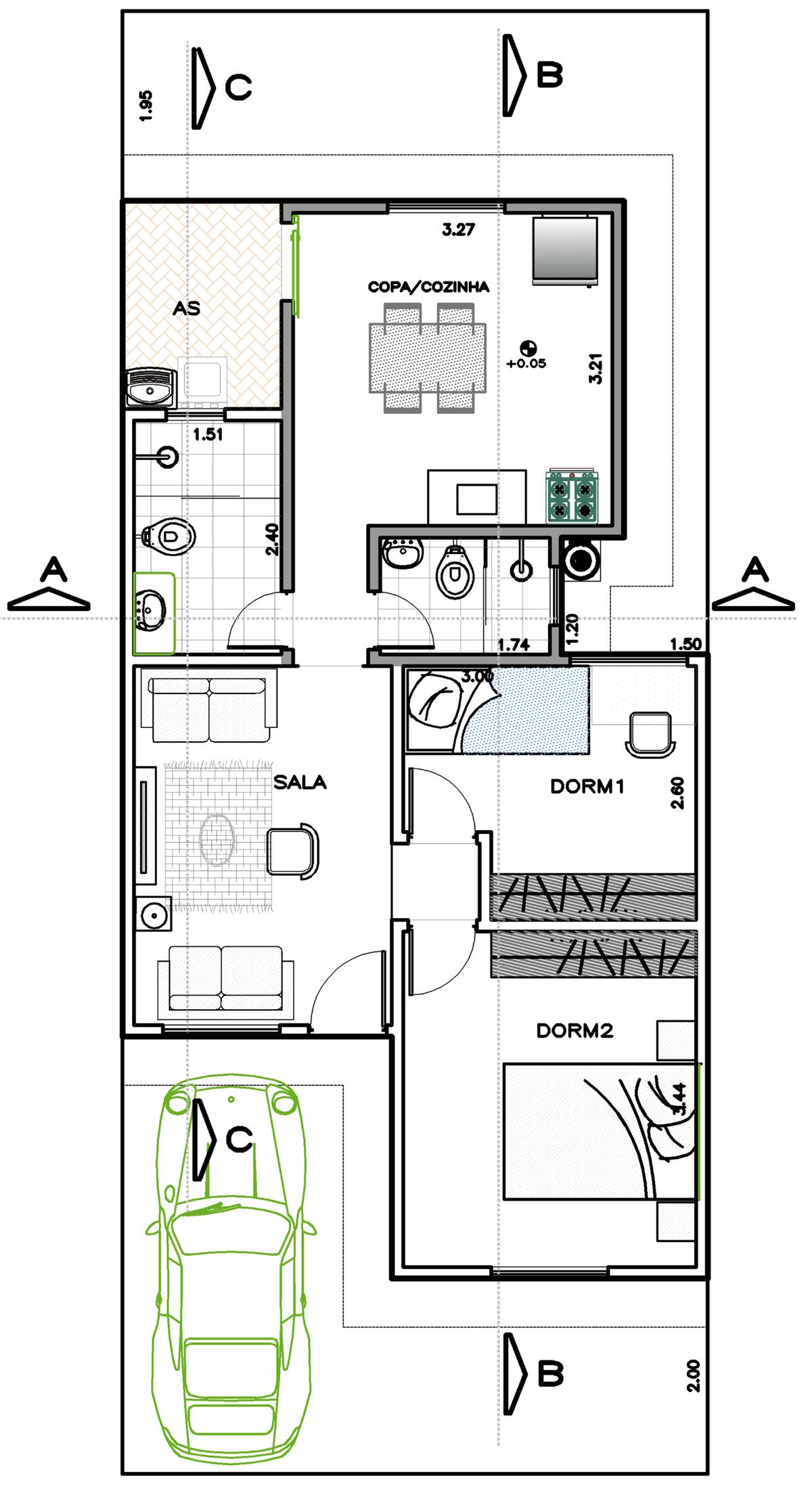 Planta sugerida pela Prefeitura, se colocada em prática, aumentará a área das casas de 15m² para pouco mais de 54 m² (Divulgação)