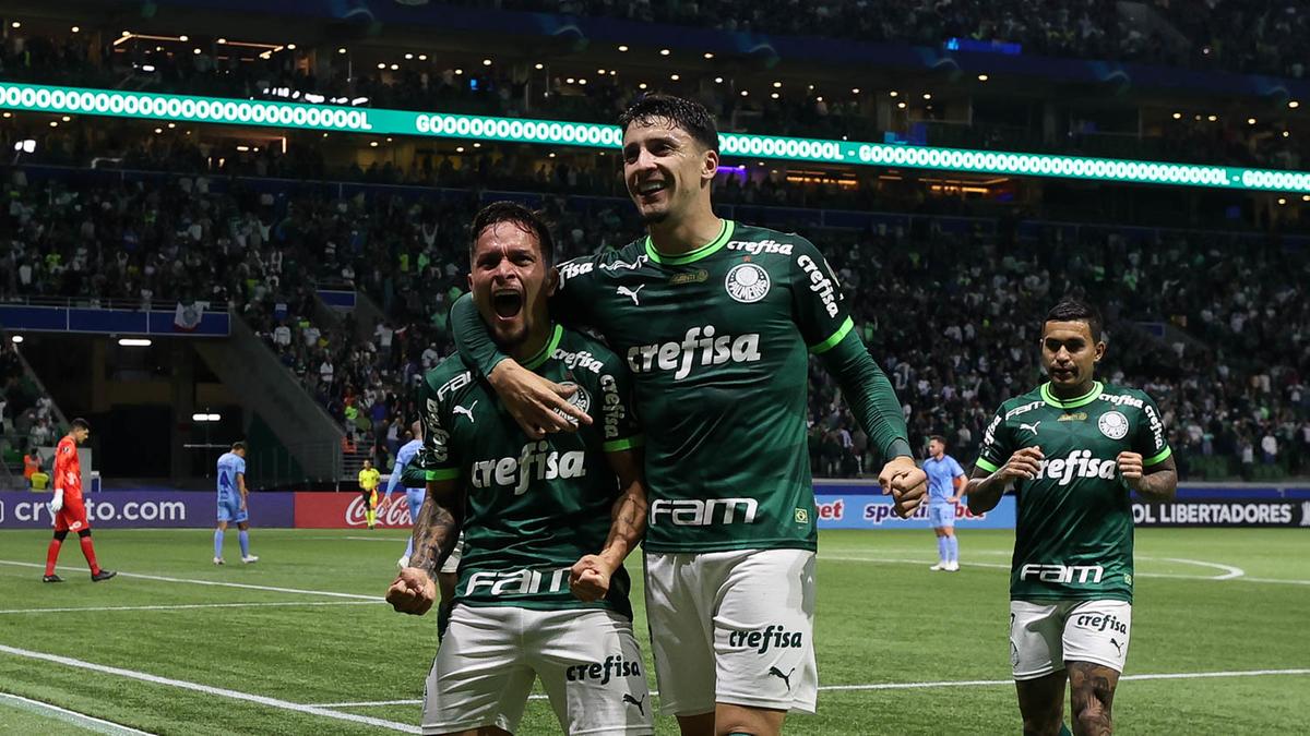 Artur comemora seu gol contra a equipe do Bolívar (Cesar Greco/Palmeiras)