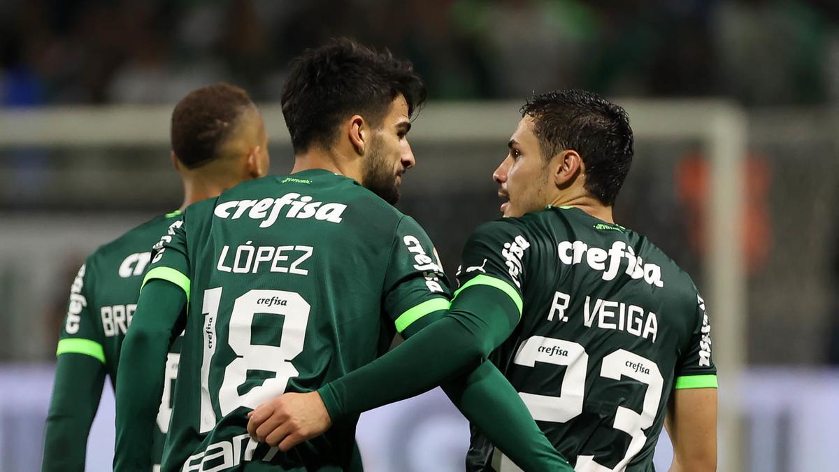 Flaco López comemora seu gol contra o Cruzeiro (Cesar Greco/ Palmeiras)