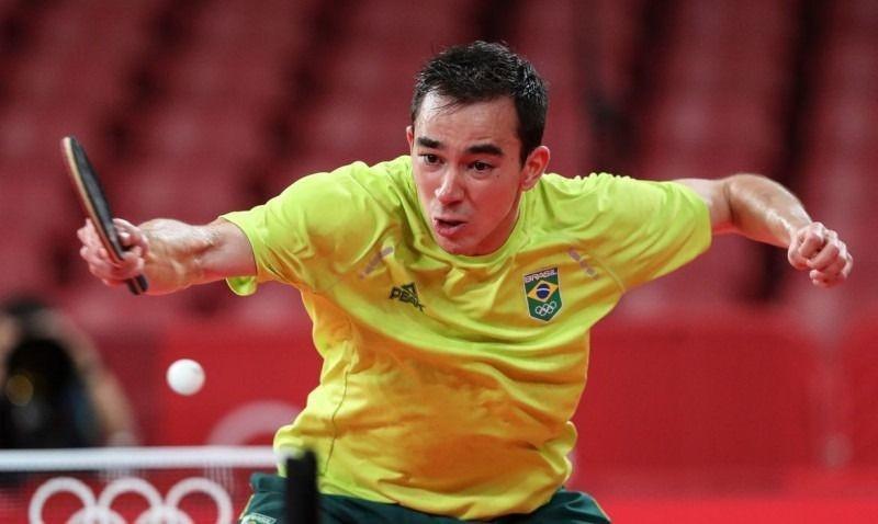 Em grande fase, Calderano disputou duas partidas nesta segunda-feira. Na primeira, superou o nigeriano Quadri Aruna, 13º do ranking mundial, por 11/6, 6/11, 11/8 e 11/4. Mas, na sequência, o atual número quatro do mundo não conseguiu repetiu a boa performance (Wander Roberto/ COB)