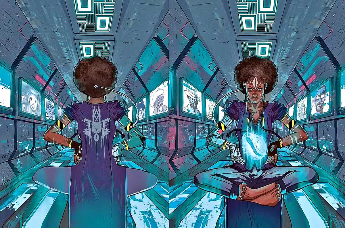 Ilustração da capa da revista em quadrinhos sobre Afrofuturismo organizada por Will Rez (Reprodução/Divulgação)