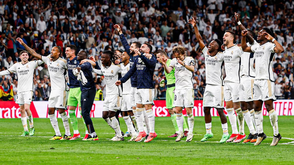 Jogadores do Real Madrid comemorando (Reprodução/ X/ @realmadrid)
