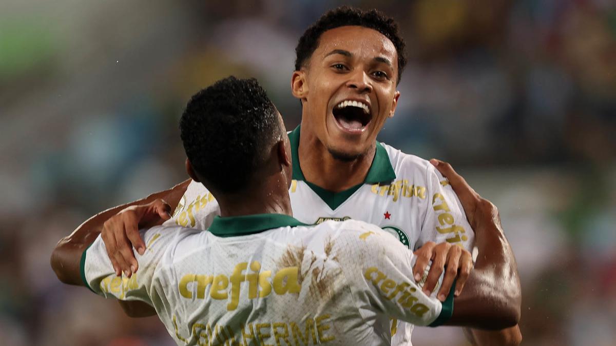 Lázaro comemora seu gol contra a equipe do Cuiabá (Cesar Greco/Palmeiras)