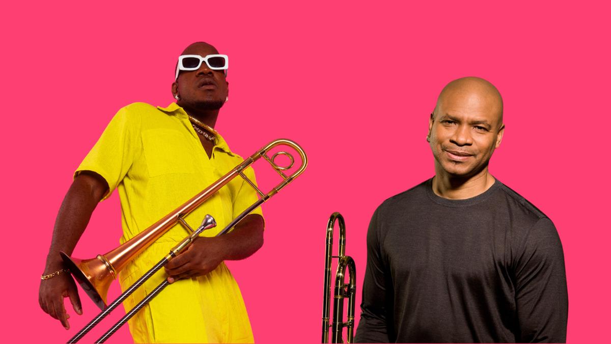 Os trombonistas Joabe Reis e Robin Eubanks promovem hoje um encontro histórico de jazz em Campinas (Carlos Franco/Divulgação)