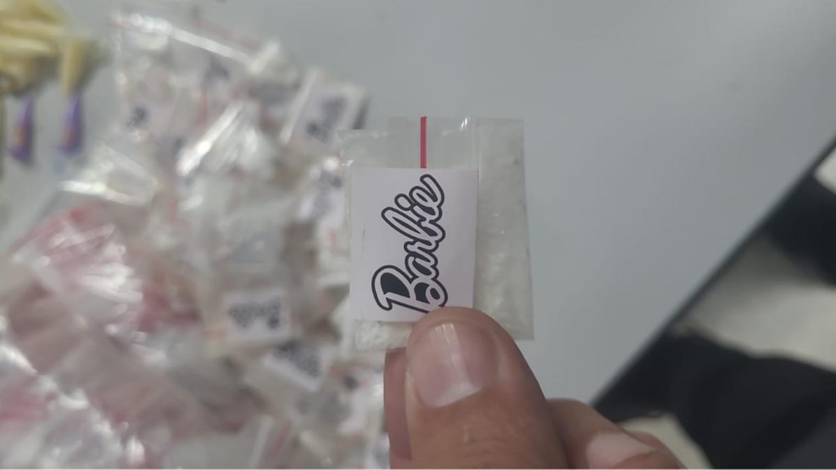 Os policiais da Força Tática do 8º BPM/I apreenderam 65 porções de cocaína embaladas em plástico com a etiqueta da boneca Barbie (Divulgação)