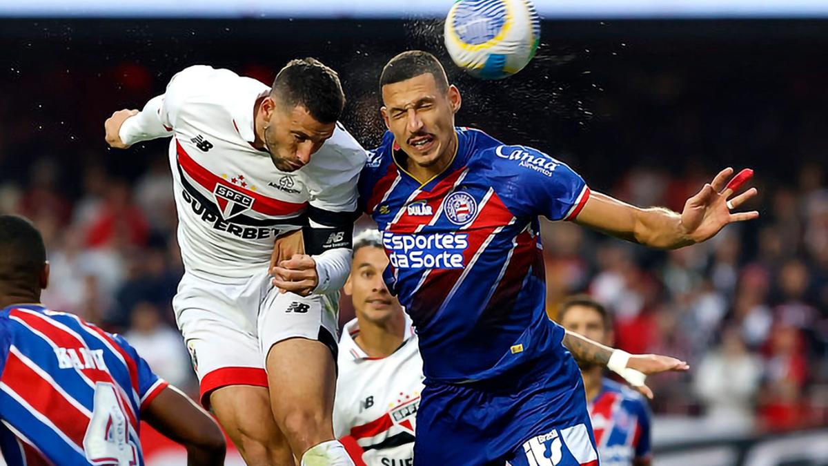 O resultado fez o São Paulo chegar aos 21 pontos e entrar no G-6 do Brasileirão; Bahia, com 24 pontos, perdeu a chance de ultrapassar Botafogo e Flamengo e assumir a liderança provisória (Rubens Chiri / Saopaulofc.net)