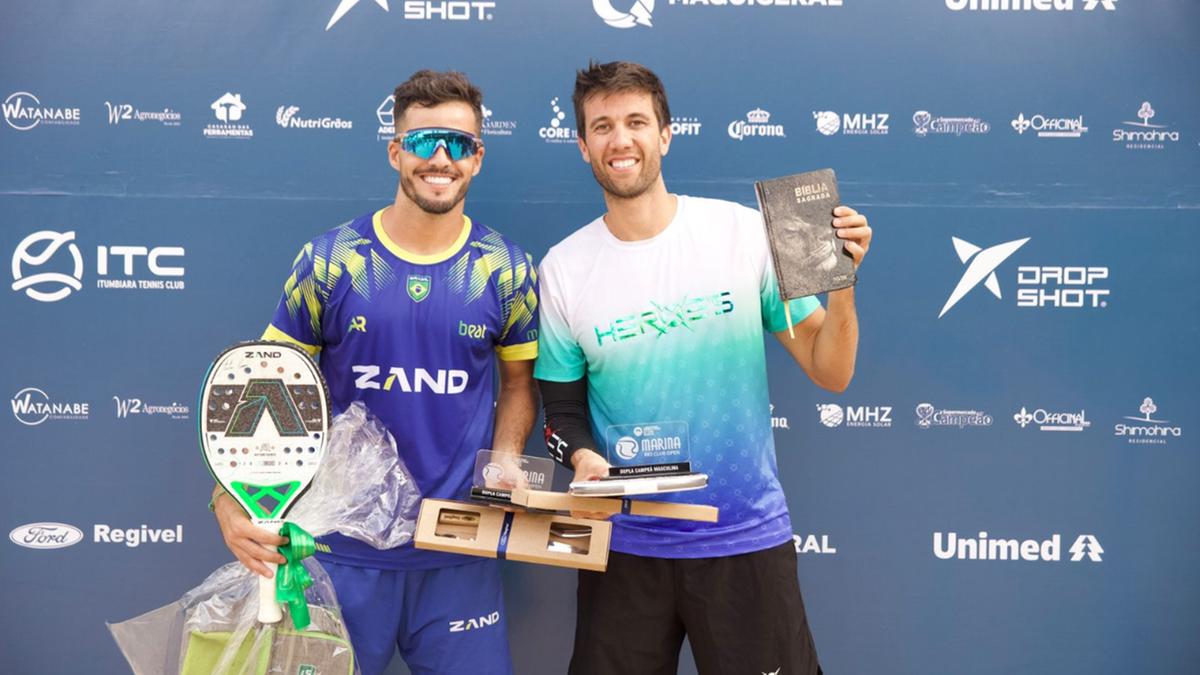 Antomi Ramos (à esquerda) e o santista Allan Oliveira: dupla campeã do ITF BT 200 de Itumbiara (GO) no último dia 7 (Divulgação)