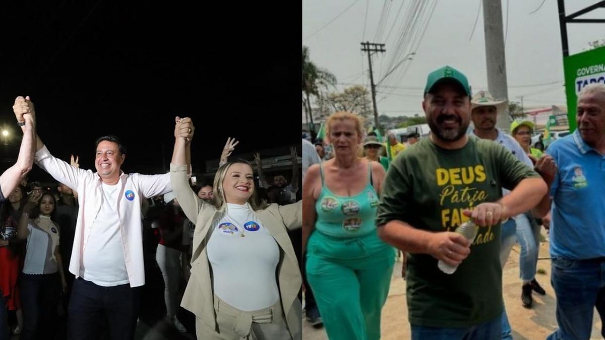 O atual vice-prefeito Henrique do Paraíso (Republicanos), à direita, obteve 57.171 votos, correspondendo a 44,41% dos votos válidos,
enquanto o vereador e ex-presidente da Câmara, Willian Souza (PT), à esquerda, conquistou 40.550 votos, ou 31,5% dos válidos (Divulgação)