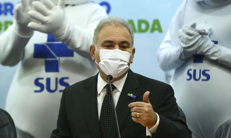 O ministro da Saúde, Marcelo Queiroga, durante o lançamento da campanha Mega Vacinação. (Marcelo Camargo/Agência Brasil)
