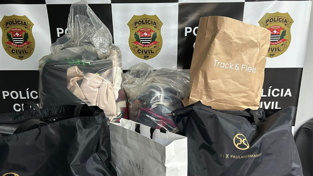 Policiais apreenderam as peças de roupas, acessórios e semi-jóias com base em ordem judicial (Divulgação Policia Civil)