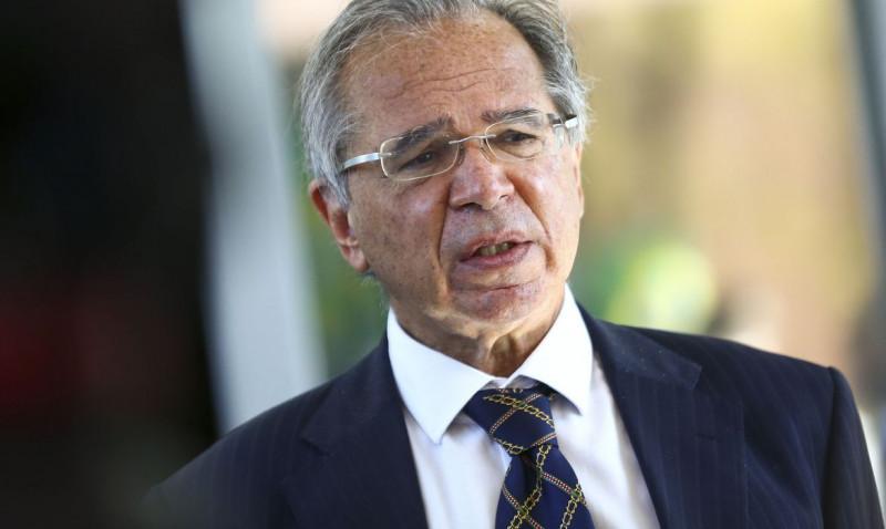 O ministro da Economia, Paulo Guedes, durante entrevista coletiva. (Marcelo Camargo/Agência Brasil)