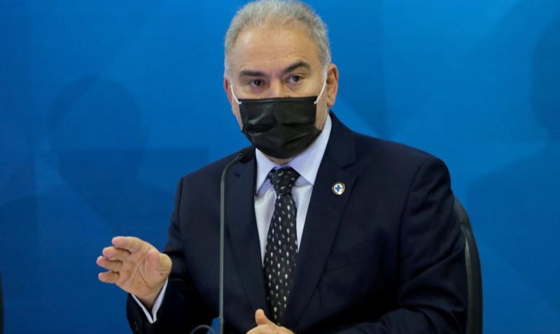 Ministro da Saúde, Marcelo Queiroga, fala à imprensa no ministério da Saúde, sobre a vacinação contra o covid-19 (Wilson Dias/Agência Brasil)