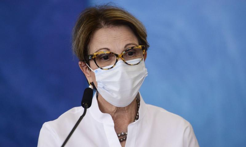 A ministra da Agricultura, Pecuária e Abastecimento, Tereza Cristina, durante cerimônia para o  anúncio de investimentos para o Programa Águas Brasileiras. (Marcelo Camargo/Agência Brasil)