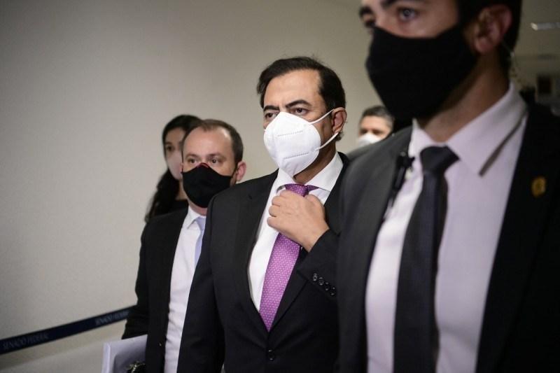 Marcos Tolentino chegou ao Senado, onde será ouvido pela CP (Pedro França/Agência Senado)