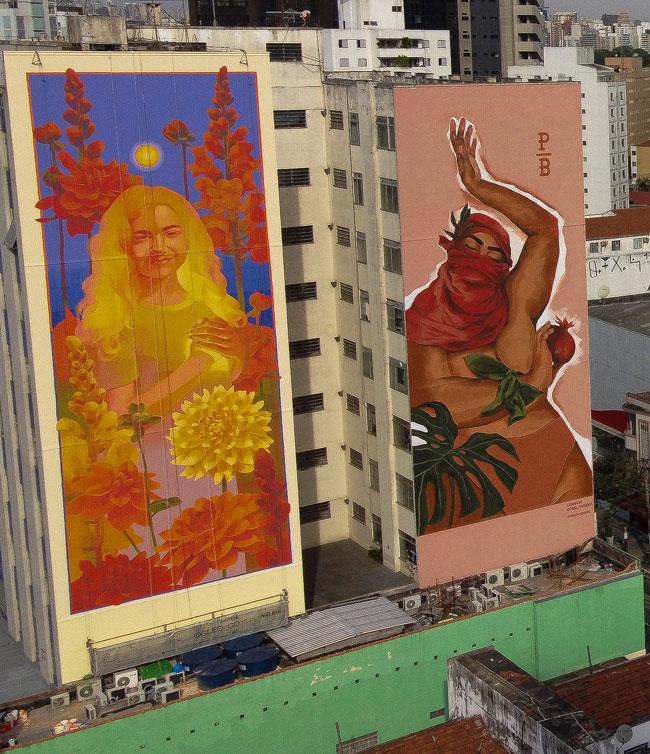 O NaLata Festival Internacional de Arte Urbana reuniu 15 artistas na pintura de murais em nove prédios e dutos de metrô (AFP)