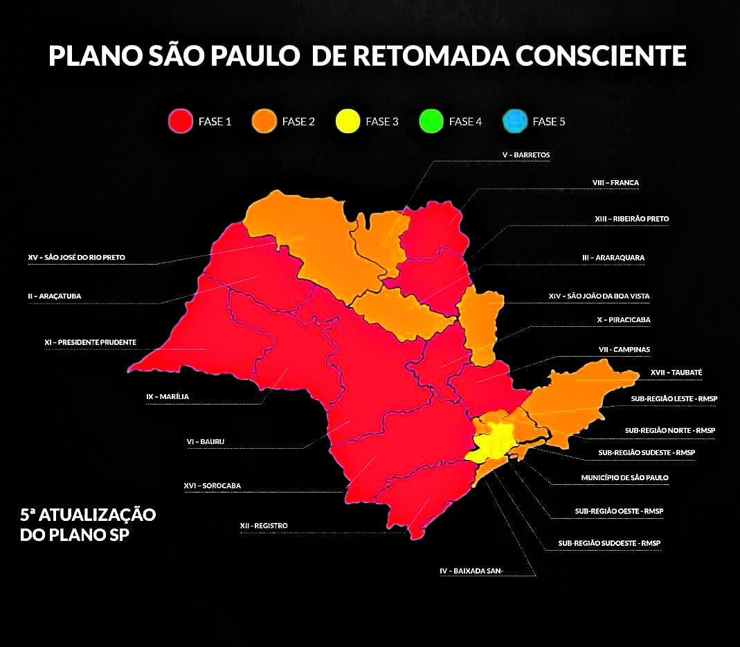 Novo mapeamento do Estado de São Paulo, anunciado ontem, mostra aumento das áreas em fase vermelha  (Governo do Estado/Divulgação)
