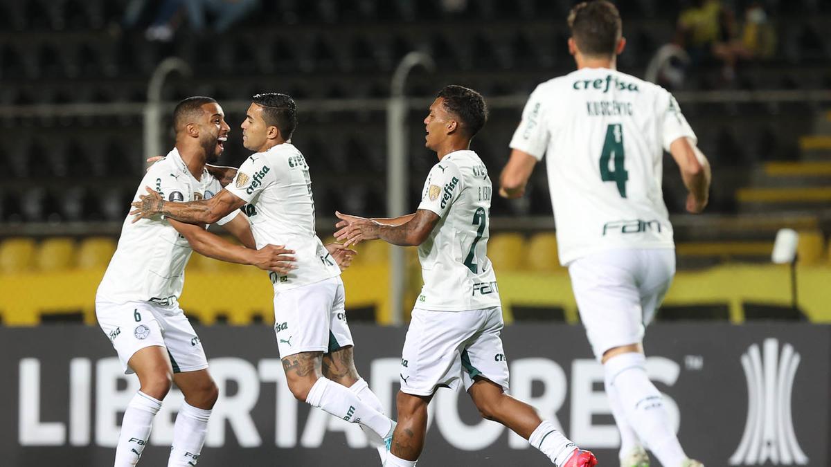 Dudu, comemora seu gol contra a equipe do Deportivo Táchira FC (Cesar Greco/ Palmeiras)