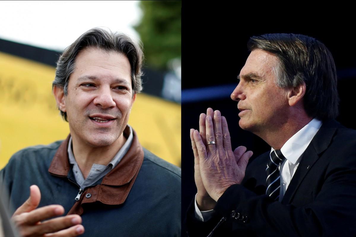 Bolsonaro tem 33% das intenções de voto, seguido por Haddad com 23% (Divulgação)