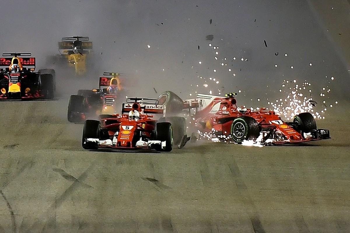 Foi a primeira vez que uma disputa da F1 foi realizada sob chuva num circuito noturno (France Press)
