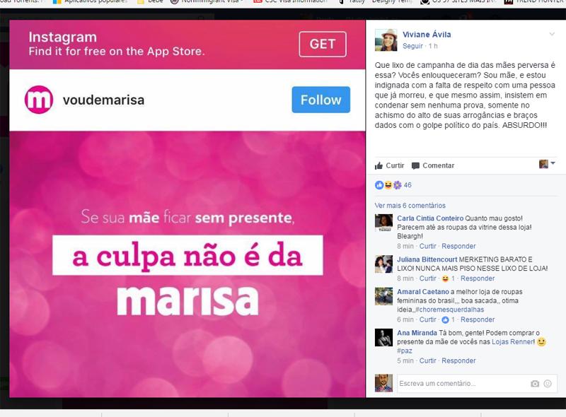 Até as 17h, a publicação da Lojas Marisa recebeu mais de nove mil reações na rede social e cinco mil compartilhamentos, gerando manifestações opostas (Reprodução)