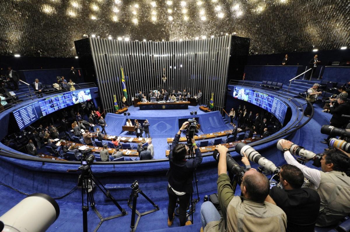 Plenário do Senado Federal durante sessão deliberativa extraordinária para votar a Denúncia 1/2016, que trata do julgamento do processo de impeachment da presidente afastada Dilma Roussefff por suposto crime de responsabilidade.  (Edilson Rodrigues)