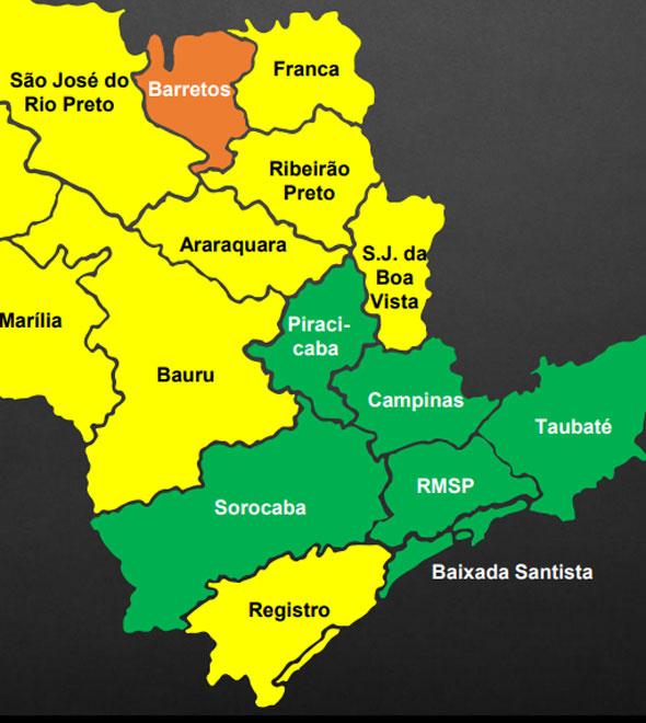 Mapa do Plano São Paulo de flexibilização (Divulgação)