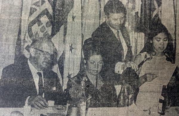 Aspecto da mesa que presidiu a reunião do Rotary Club de Campinas (Cedoc/ RAC)