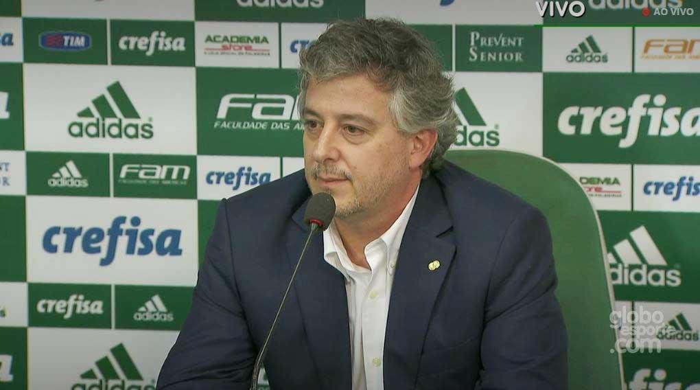 O presidente palmeirense Paulo Nobre afirmou que o elenco é parecido ao campeão da Copa do Brasil no ano passado e, por isso, tem capacidade para sair da situação atual (Cesar Greco/Ag. Palmeiras/Divulgação)