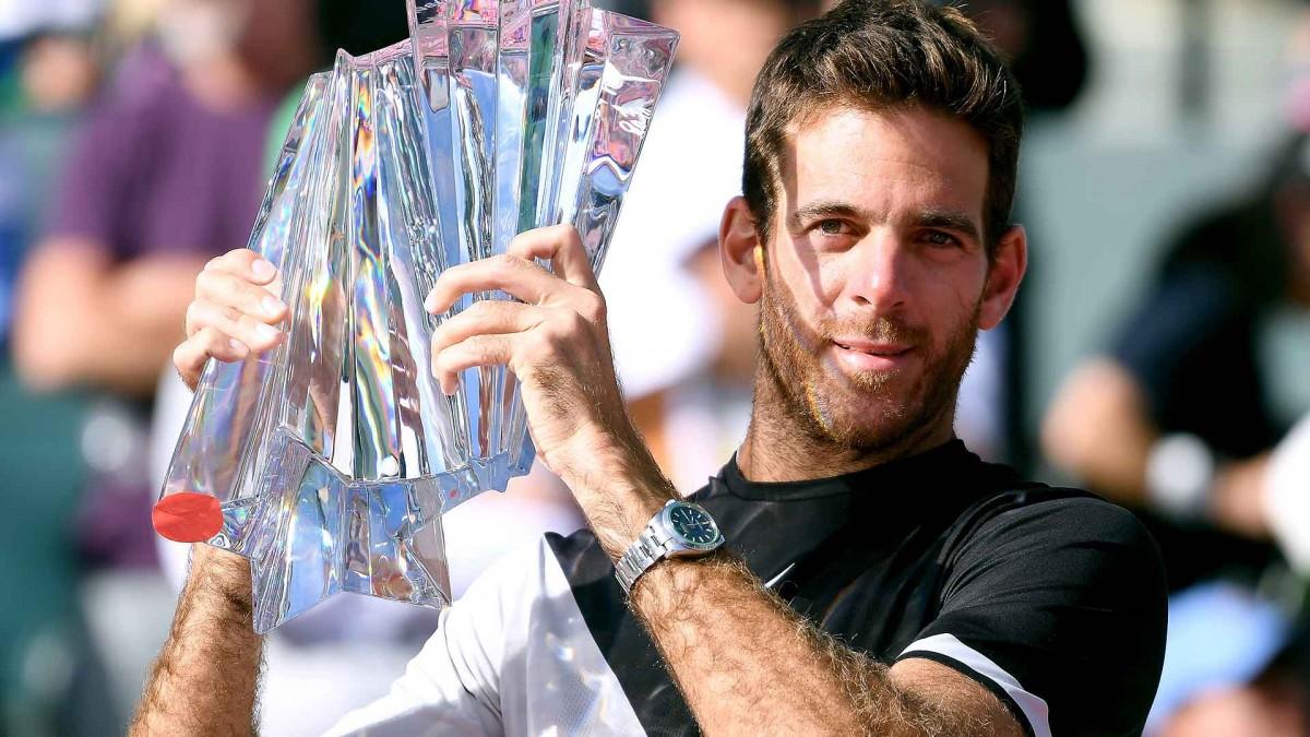 Campeão do Masters 1000 de Indian Wells, nos Estados Unidos, o tenista argentino Juan Martín del Potro ganhou duas posições no ranking da ATP, na atualização desta segunda-feira (AFP)