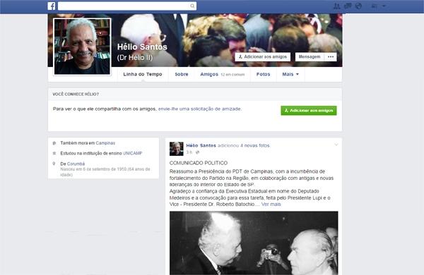 Ex-prefeito de Campinas, cassado em 2011, Dr. H&eacute;lio reassume a presid&ecirc;ncia regional do Partido Democr&aacute;tico Trabalhista (PDT). (Reprodução)