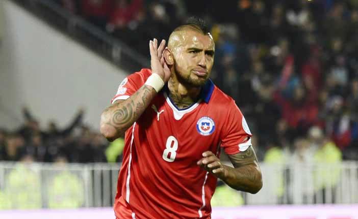 O atacante Arturo Vidal, que joga na Juventus de Turim, marcou o primeiro gol da Copa Am&eacute;rica de 2015 (France Press)