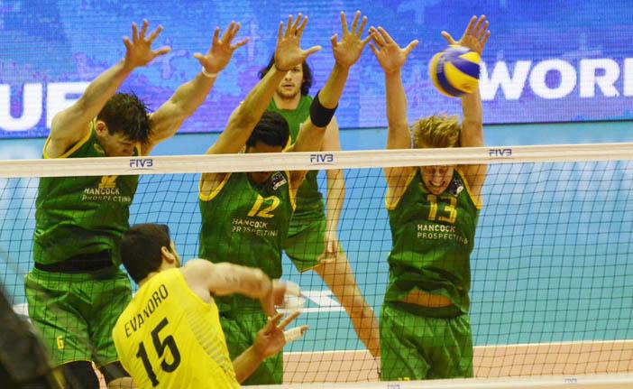 Com 19 pontos, o oposto Evandro foi o principal nome da vit&oacute;ria do Brasil sobre a Austr&aacute;lia (CBV/Divulgação)