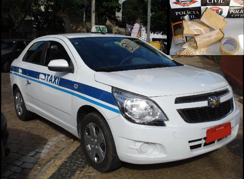Carro usado pelo taxista para entrega a droga; 1,5 quilo de maconha foi apreendido (  Divulgação)