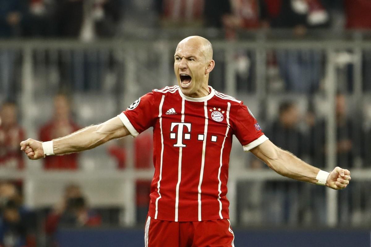 Robben comemora classificação do Bayern (AFP)