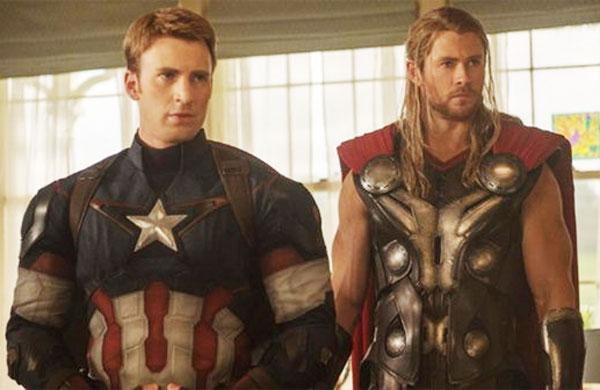 Os her&oacute;is Capit&atilde;o Am&eacute;rica (Chris Evans) e Thor (Chris Hemsworth) em 'Vingadores: Era de Ultron' ( Divulgação)