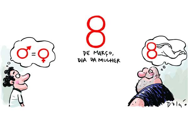 Charge aborda diferentes forma de se ver o Dia da Mulher ( Dalcio)