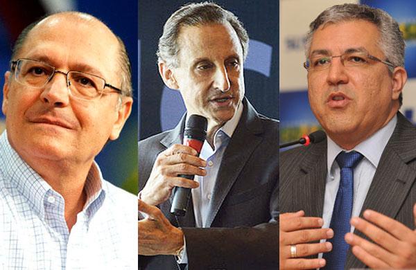 Geraldo Alckmin (PSDB), Paulo Skaf (PMDB) e Alexandre Padilha (PT)  (Divulgação/ PSDB/ Fiesp/ EBC)