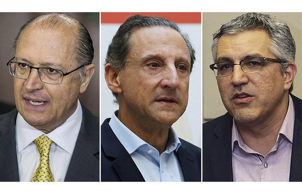 Geraldo Alckmin (PSDB), Paulo Skaf (PMDB) e Alexandre Padilha (PT)  ( Divulgação)