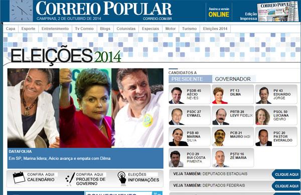 elei&ccedil;&otilde;es, 2014, canal, hot site (Captura de tela)