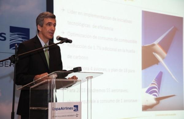 Pedro Heilbron, presidente executivo da empresa,  durante o an&uacute;ncio do novo voo entre Campinas e Cidade do Panam&aacute;, na quarta-feira (23), na capital panamenha ( Divulgação)