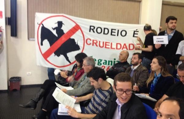 Protetores dos animais durante a sess&atilde;o na C&acirc;mara  (Divulgação/ Flávio Lamas )