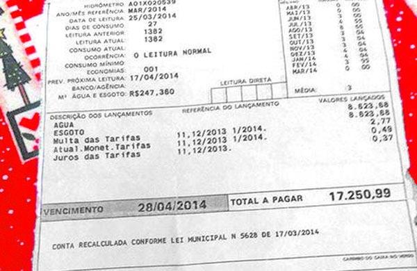 Geralmente, as outras faturas chegavam com valor de R$ 14 ou R$ 15 ( Divulgação)