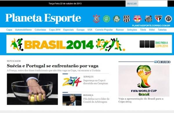 Lançamento do canal da Copa do Mundo de 2014 do site Planeta Esporte (Reprodução)