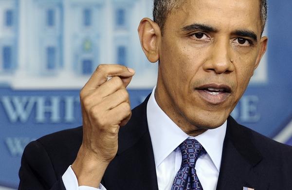 Presidente dos Estados Unidos, Barack Obama durante coletiva de imprensa sobre a crise norte-americana (France Press)
