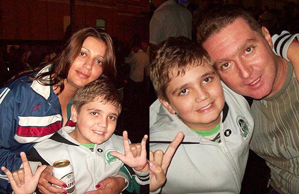 Policiais militares da Rota de SP Luis Marcelo Pesseghini e sua mulher Andreia Regina Bovo Pesseghini abraçam o filho Marcelo, de 13 anos: polícia acredita que ele matou os pais, a avó, a tia e depois se matou (Reprodução/Facebook)