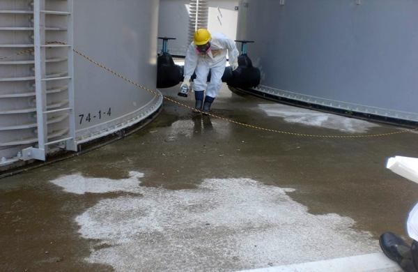 Funcionários da usina de Fukushima fazem testes em água radioativa (France Press)