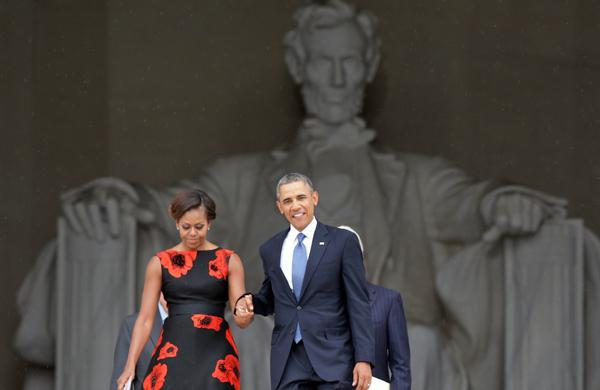 O discurso de Obama foi realizado nas escadarias do Lincoln Memorial, em Washington (France Presse)