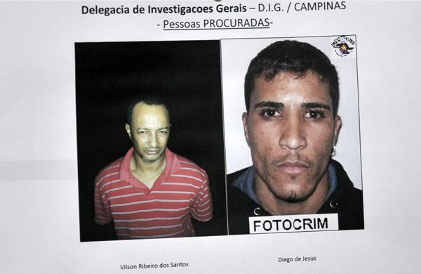A polícia divulgou nesta quarta-feira (21) as fotos de Vilson Ribeiro dos Santos e Diego de Jesus (Reprodução)