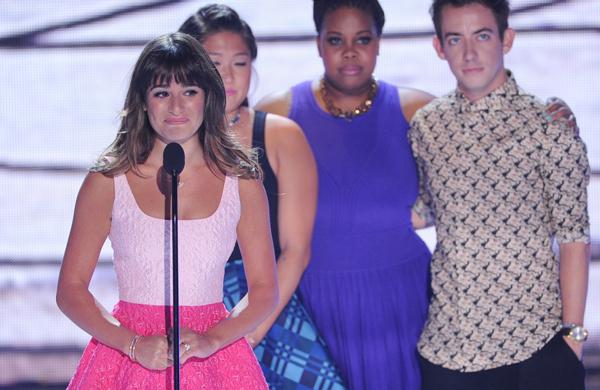 Lea Michele fala sobre o falecido co-protagonista da série de TV americana Cory Monteith, que era seu namorado na vida real (France Press)